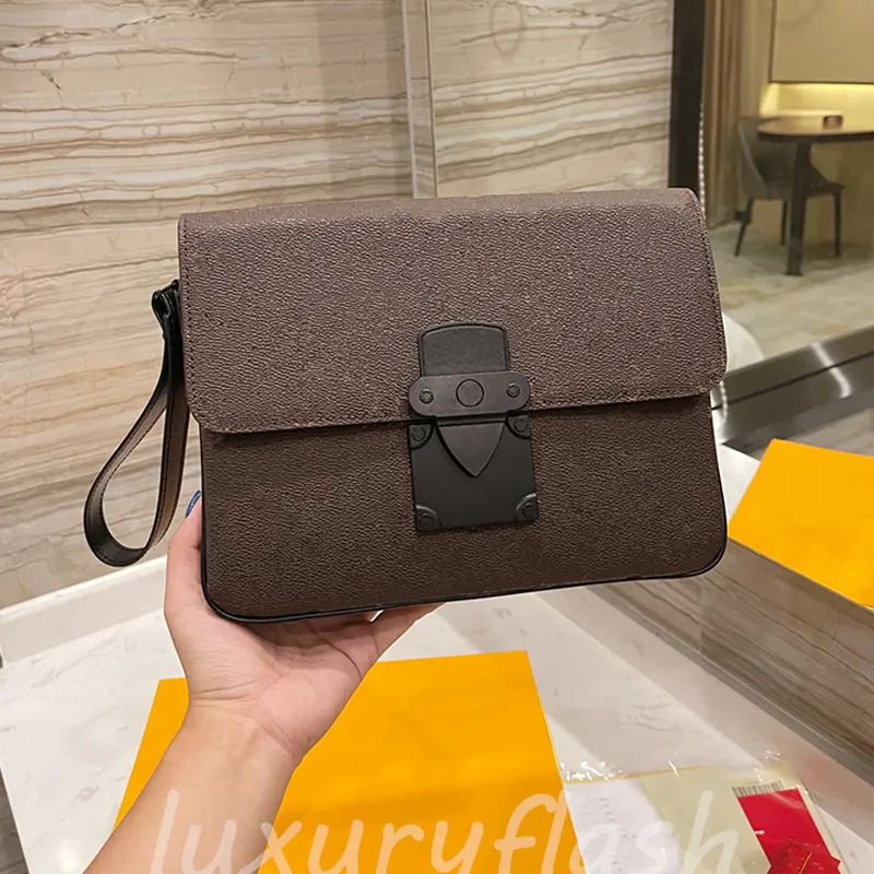 Latest Designer LOCK Men Business Briefcase Designers 2021 Womens Handbags Pochette Out Leather High Quality Clutch Casual Purses