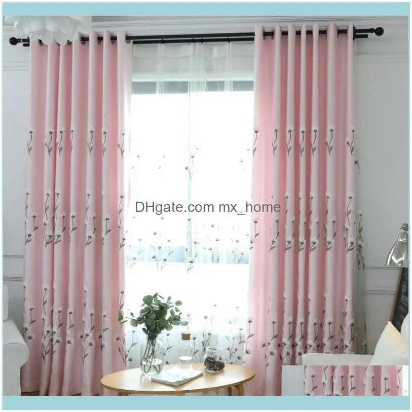 Curtain & Drapes Modern Kapok Pattern Cotton 3D Embroidered Luxury Blackout For Living Room Bedroom Solid Color Window Pastoral