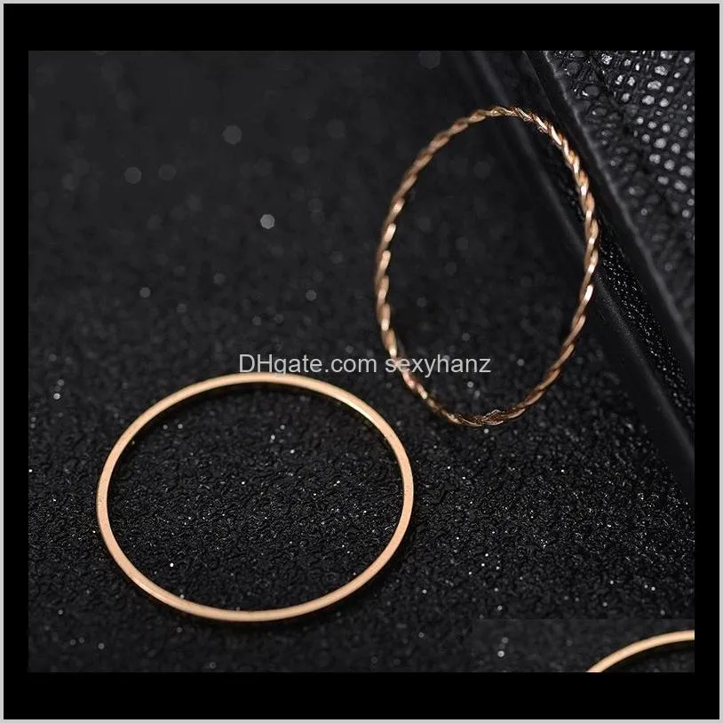 trendy metal alloy plating two piece set twist ring simple golden fine tail ring knuckle hand finger ring women wedding gifts accessory