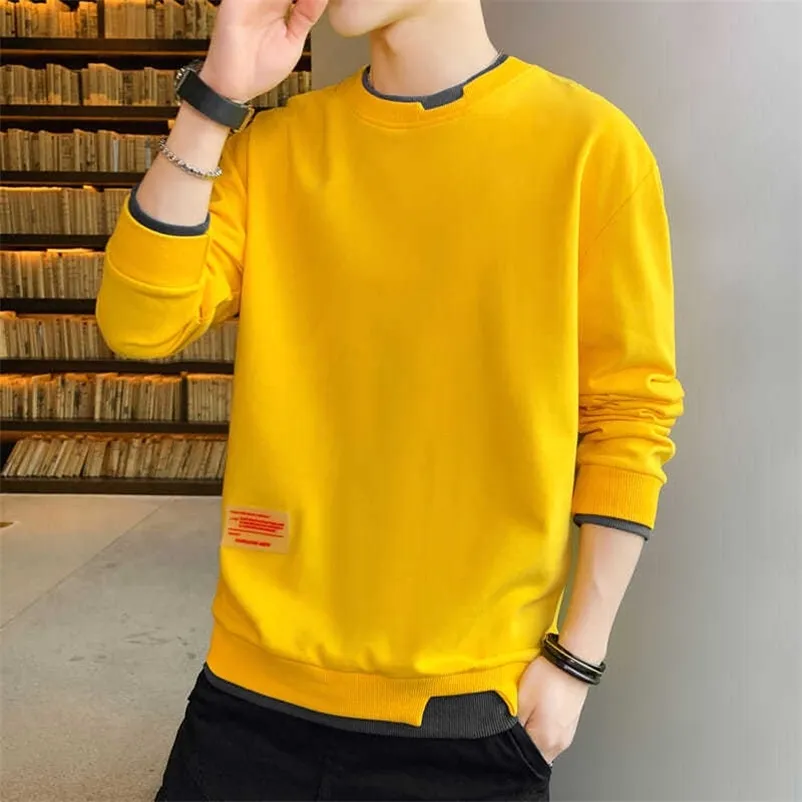 Mens Fashion Tshirt Long Sleeve O-neck Men T-Shirt Autumn Winter Casual Plus Size Tops Shirts Man Streetwear Harajuku Shirt 210726