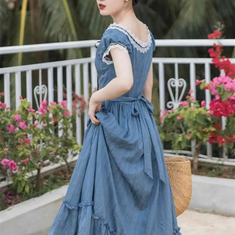 duchess sophie wows in summery blue dress and espadrille wedges Jeanne Dress Dusty Blue | Occasion Dress in Sizes XXS–6X