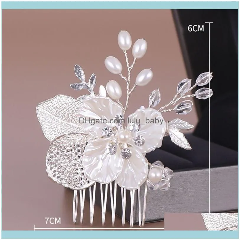 Simple Artificial Pearl Hair Comb Hand-woven Leaves Flower Headdress Bride Wedding Tiara Jewelry Hairpin N25 20 Drop