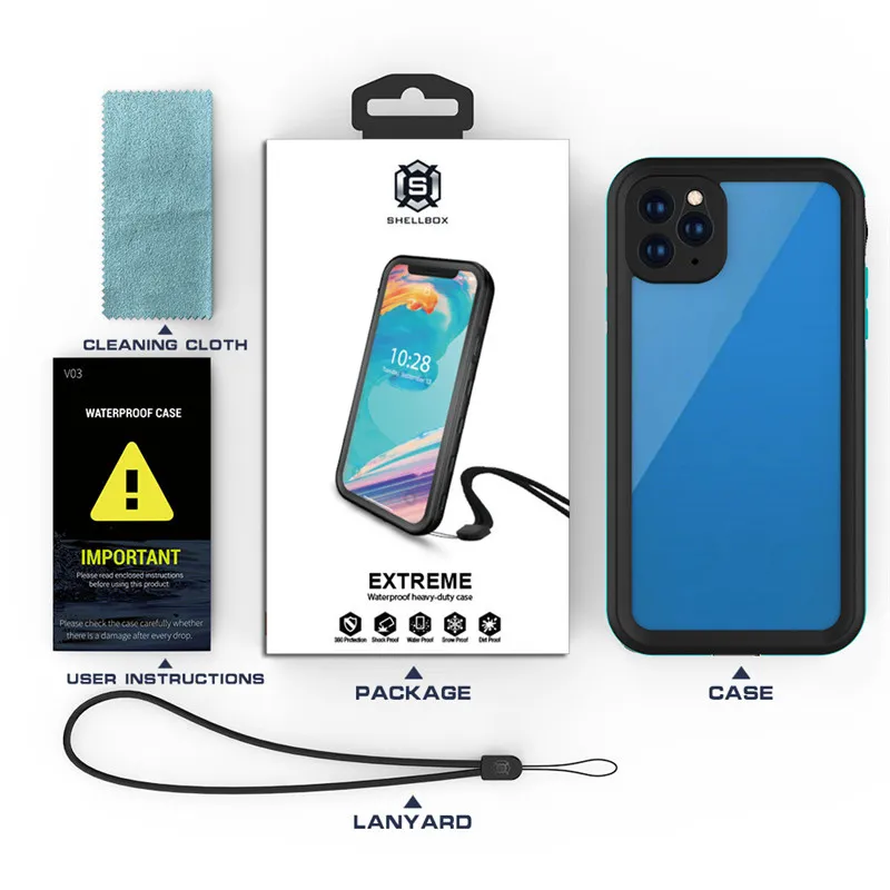 Kablo Kutusu Lüks Şeffaf Ince Su Geçirmez Telefon Kılıfları Için iPhone11 Pro XR Max Temizle Plastik Anti Güz Darbeye Dayanıklı Kar Yuva Yüzme Kılıfı