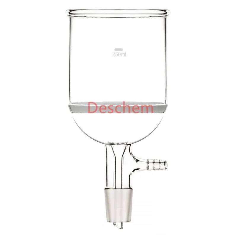 250 ml 24/29 Glas Buchner Trechter Grof Filter W / 10mm Slangadapter Lab Glassware Supplies