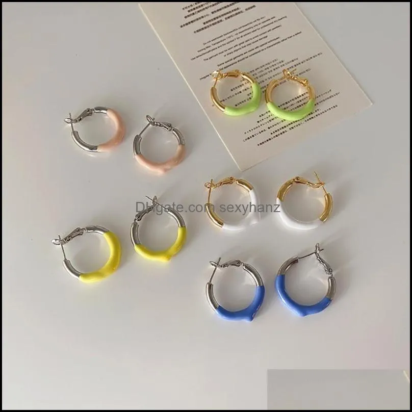 Hoop & Huggie Ghidbk Multi Candy Color Enameled Earrings For Women Girl Summer Ear Cuffs Cute Yellow Green Jewelry Gifts
