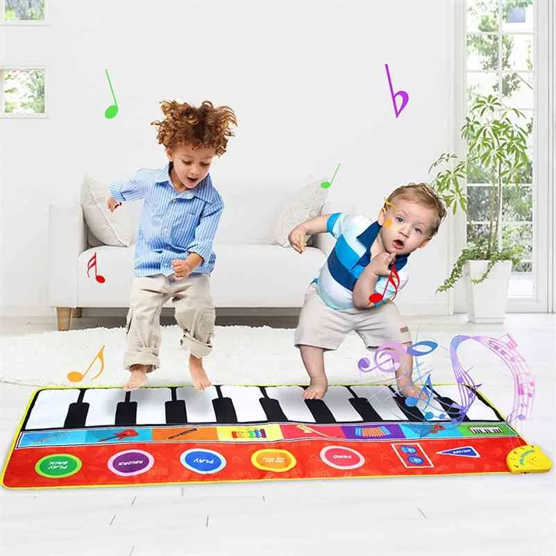 Storstor Musikmatta Baby Spela Piano Mat Keyboard Toy Music Instrument Game Carpet Educational Leksaker För Barn Kid Presenter 210402