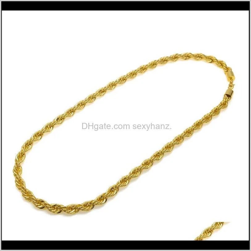 gold rope chains for men fashion hip hop necklace jewelry 30inch thick twist link chain