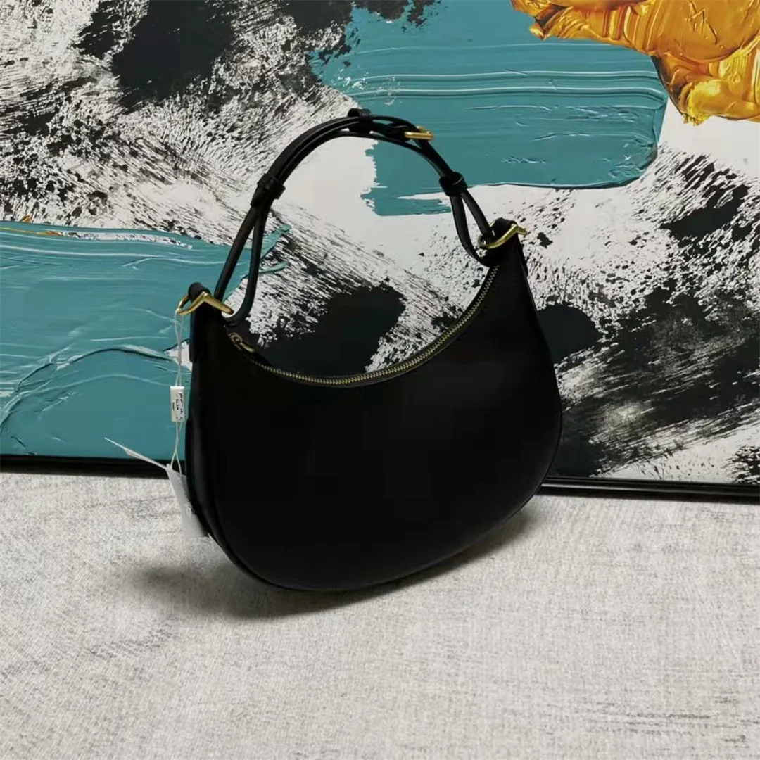 Carta de ouro de fundo Meia Lua Moon Bolsas De Ombro Designer Coa.Bailey Hobo Hobo Bolsas Genuízas Baqueta De Couro Baguette Crescent Sacos Flogo Impressão Marrom Moda Carteiras Bolsa