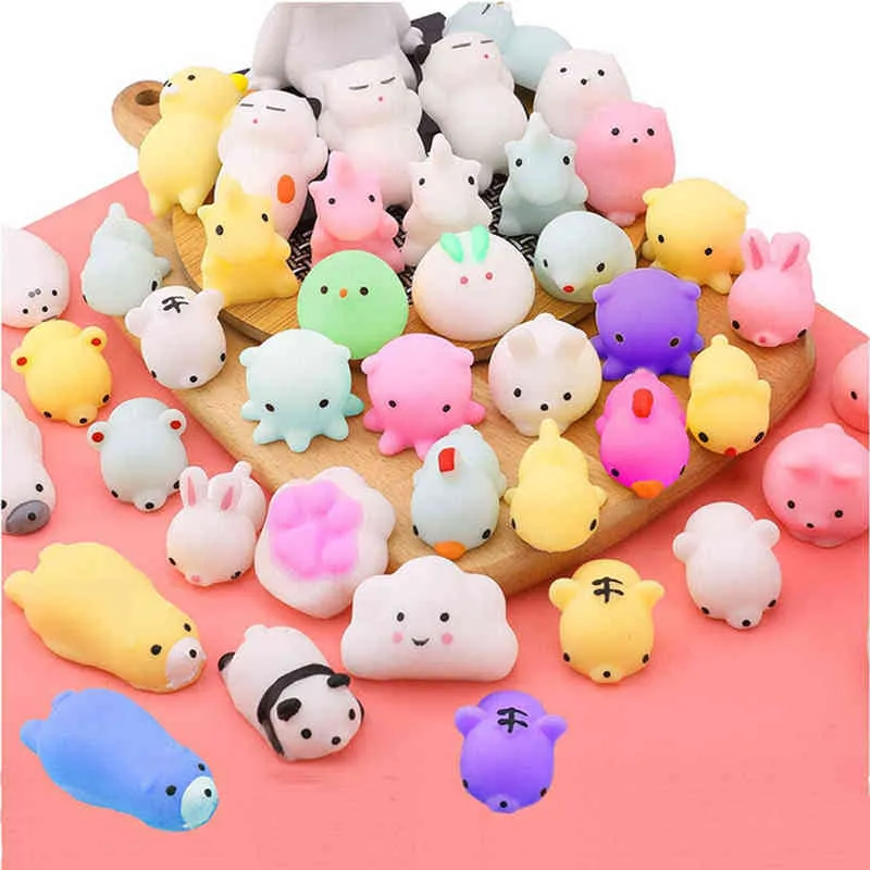 50 sztuk Kawaii Squishy zabawka Cute Animal antystresowa piłka wycisnąć Mochi rosnące zabawki Abreact miękkie lepkie zabawki antystresowe zabawny prezent Y1210