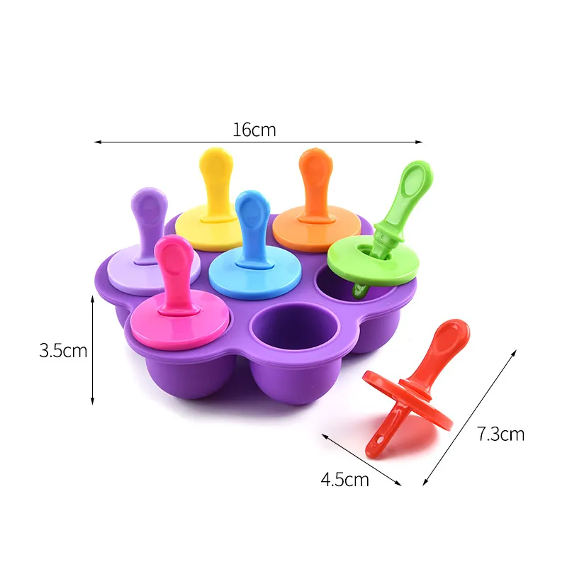 colorful Ice Cream Tools Silicone Creative Children`s Complementary Food Box 7 Hole Tubs Boxes Cheese Mold Kitchen