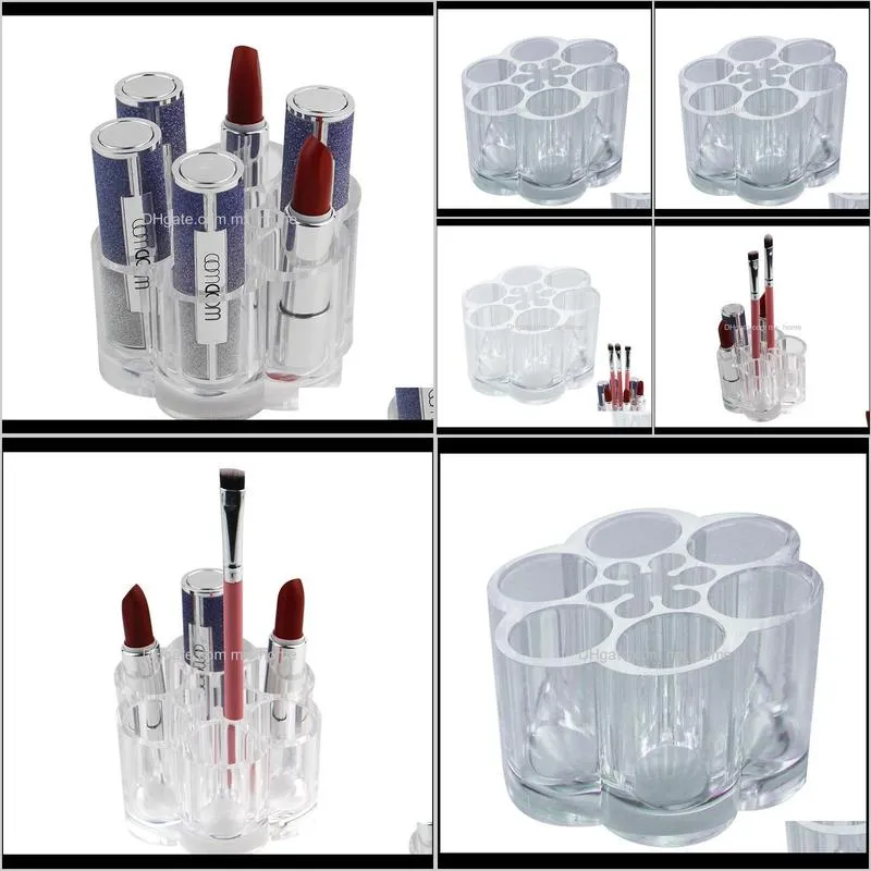 acrylic transparent plum 7 grid lipstick lip gloss makeup storage box portable eyebrow brush multiple boxes & bins