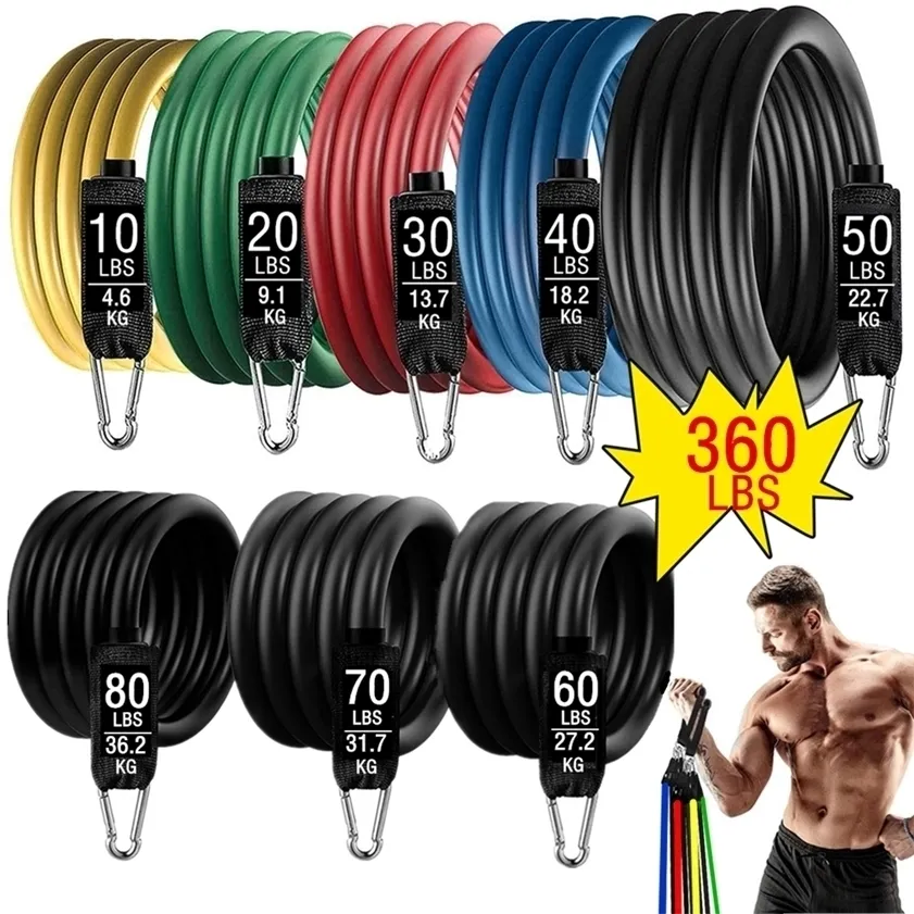 360lb Fitness Booty Resistance Elastic Band Workout för träning Hemövning Sport Gym Dabbell Harness Set Expander Equipment 220216