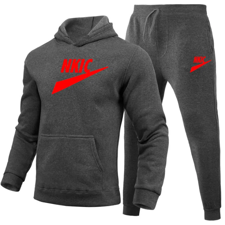 Erkek Marka Baskı Trailtsits Hoodie ve Pants Suit Sportswear Sıradan İki Parça Setleri Erkek Spor Jogging Suit Sonbahar Kış S-3XL