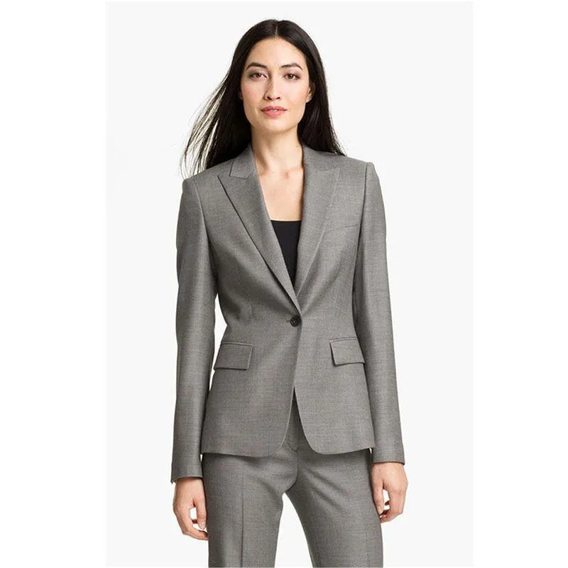 Graue Damenanzüge mit einem Knopf, maßgeschneiderte Hose für Damen, Arbeitskleidungshose B70, Zweiteiler für Damen