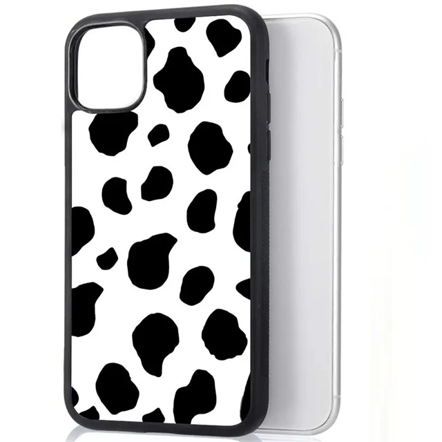 Aangepaste mobiele telefoon gevallen koe zebra patroon voor iphone 12 11 pro xs max xr x 7 8 plus 2D sublimatie beschermhoes