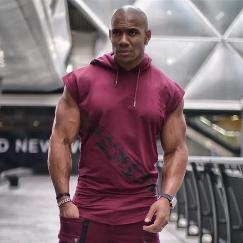 Men's Tank Tops Men Bodybuilding Top Sleeveless Hoodie Sweatshirt Summer Gyms Fitness Workout Casual Fashion Singlet Vest224K