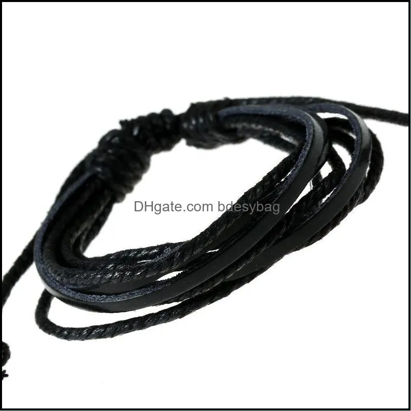 Weave Braid Wrap Multilayer Bracelet adjustable leather women bracelets mens bracelets fashion jewelry will and sandy jewelry