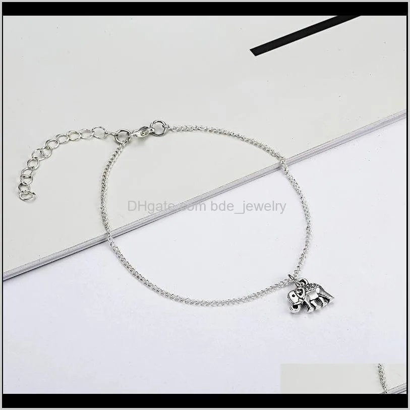 vintage multi layers anklets bracelet for women elephant sun pendant charms rope chain bohemian beach summer foot ankle jewelry