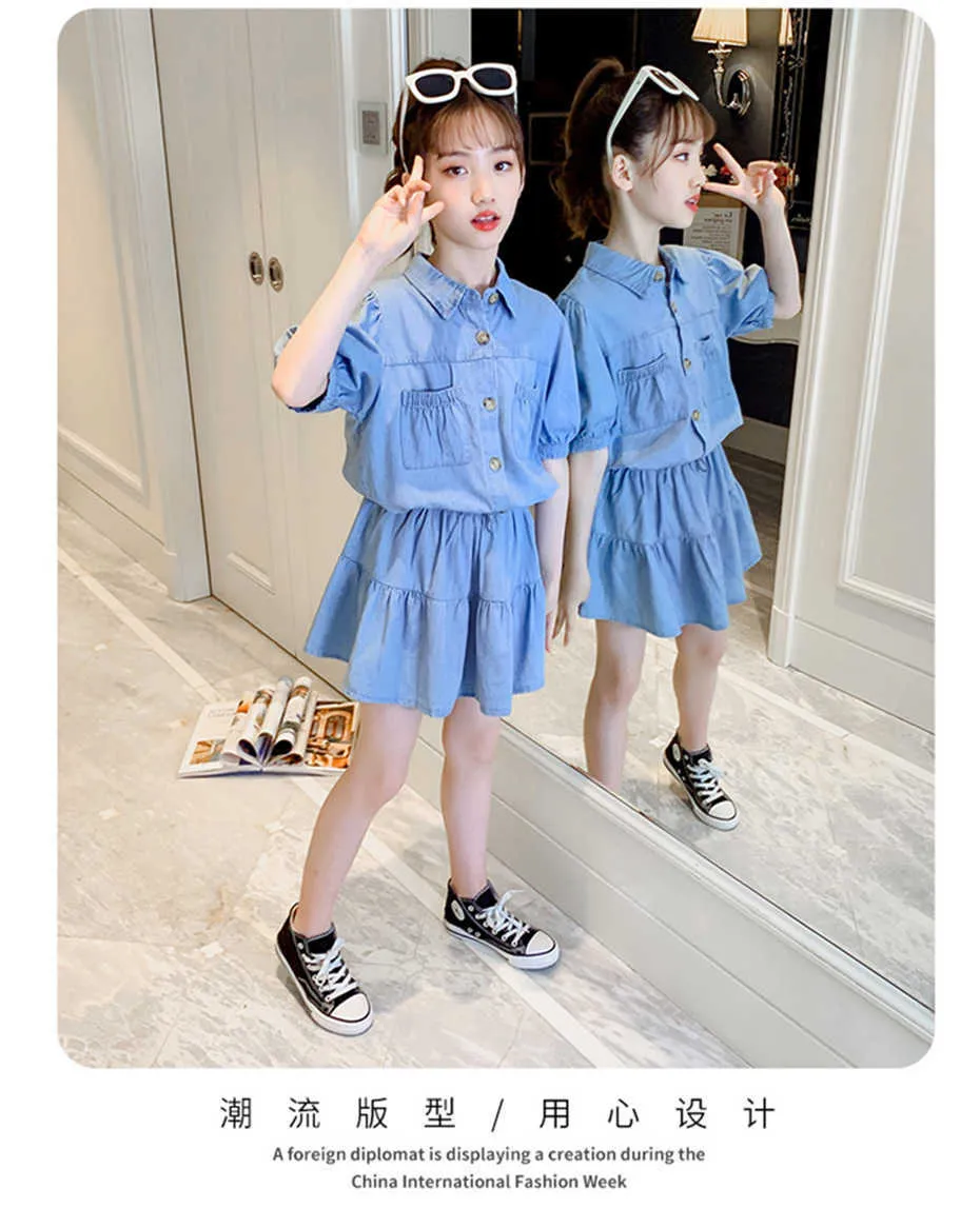 Summer Casual Style Set In For Girls: Denim T Shirt And Short
