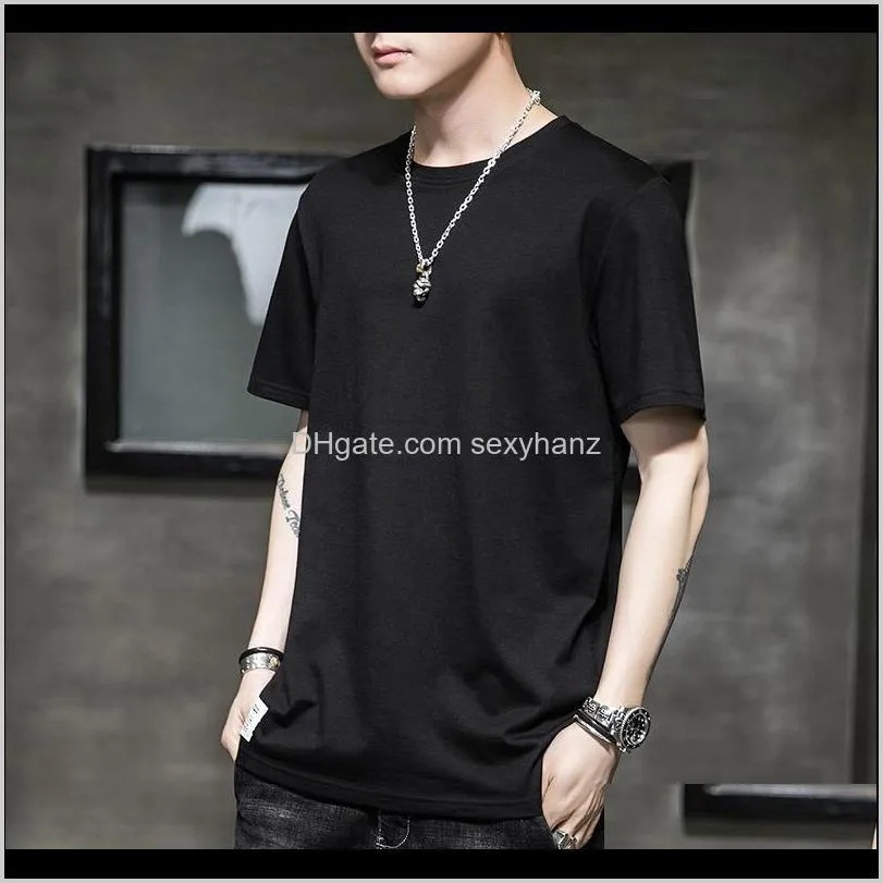 men`s short sleeve 2020 new men`s half sleeve fashion brand korean fashion hong kong style fake two t-shirt pink upper garment