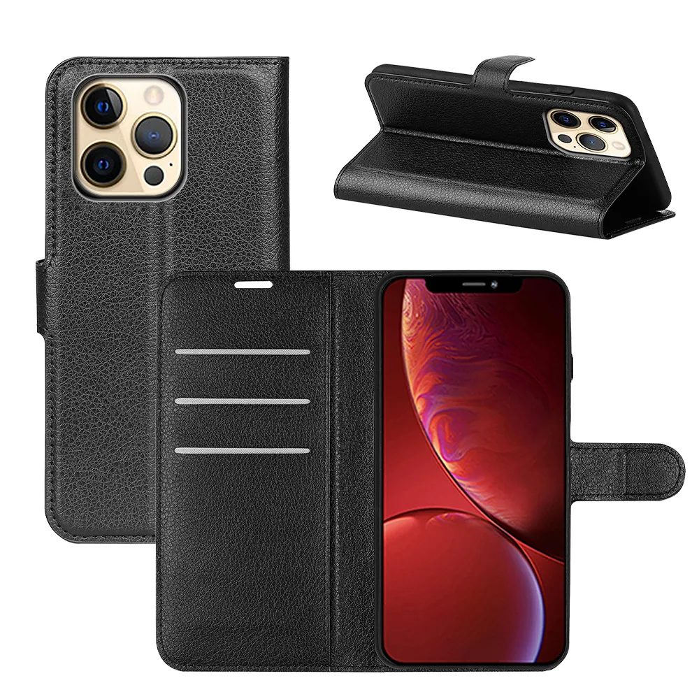 Premium PU-Leder Telefon Hüllen für iPhone 13 12 11 Pro Max Max Wallet Case mit Kickstand und Flip-Cover