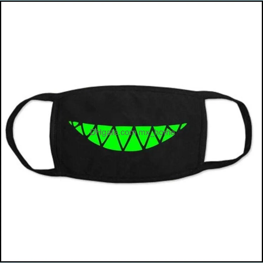 Designer Masks Outdoor Cute Mouth Anti-Dust Sport Luminous black Face Warm Cotton Cycling Mask High Quality Halloween party masks YORJ