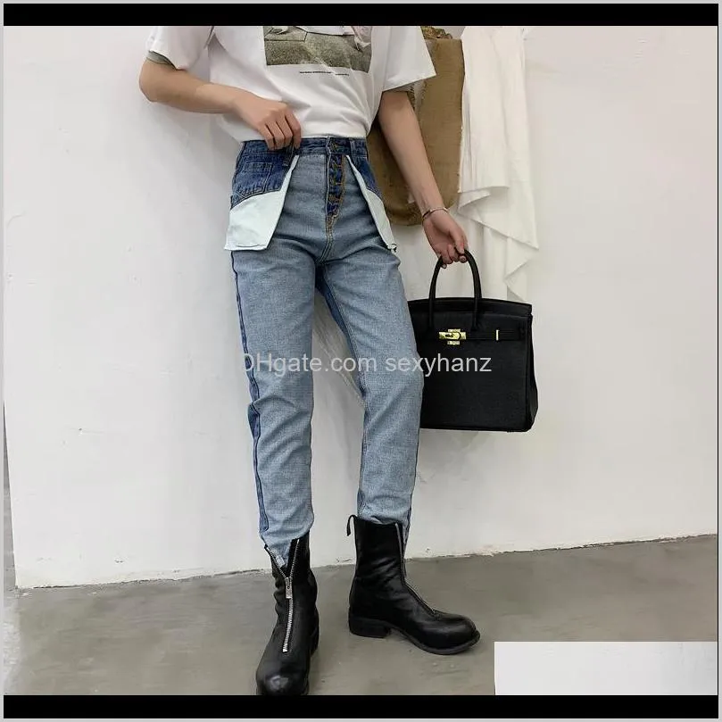 spring fashion hip hop men retro high waist casual denim pants male streetwear wear harem trousers jeans for men 2019