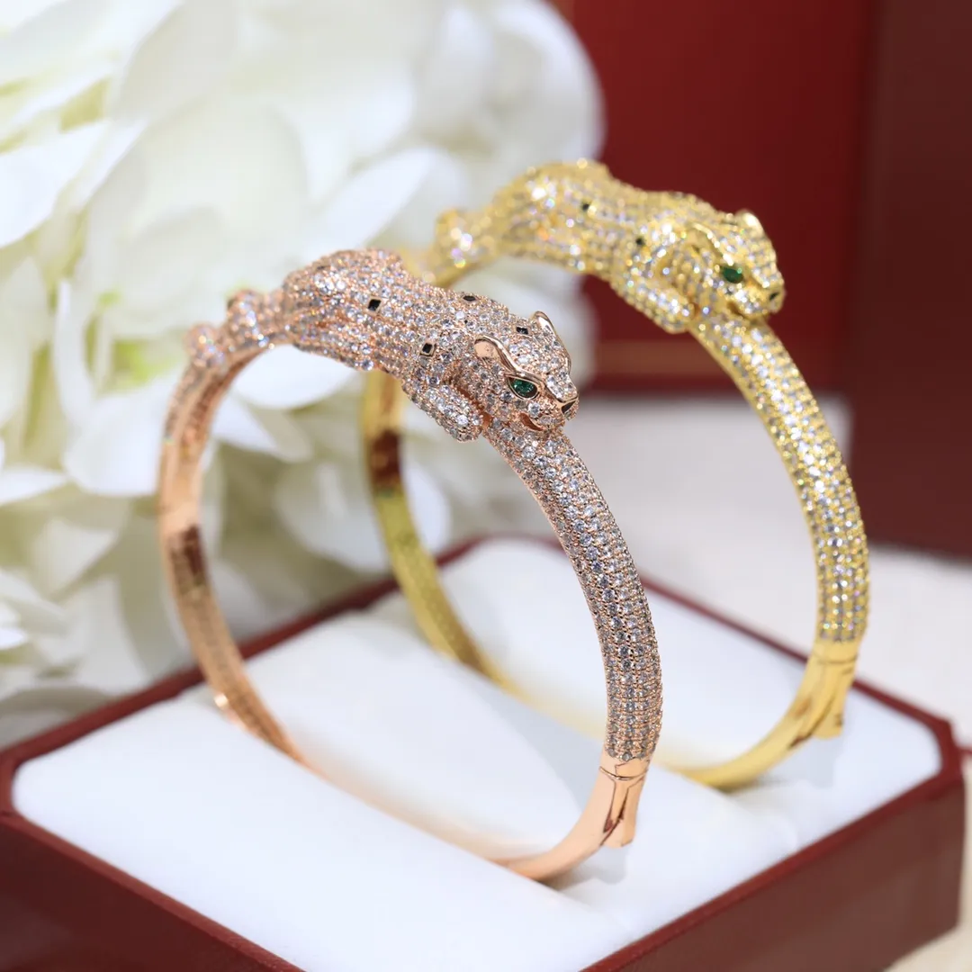 Panthere series bangle diamonds 18 K gold never fade official replica jewelry top quality luxury brand bangles 5A classic style highest counter