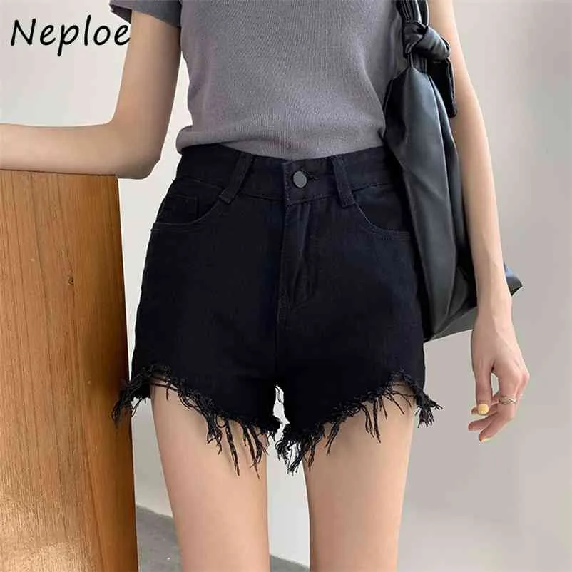 Summer Women's Denim Shorts Women Sexy High Waist Ripped Short Jeans Loose Hole Wide Leg Bottoms 1E414 210422