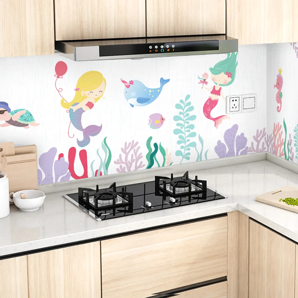 Väggmålning kök dekor vägg klistermärken klassisk tecknad vattentät oljebeständig lätt att rengöra baby rum dekoration tillbehör sovrum
