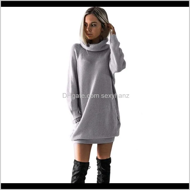 autumn winter sweater dress solid casual dresses womens long sleeve turtleneck knitted dress roll neck jumper ladies mini