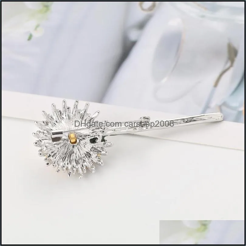 Pins, Brooches 2021 Green Dandelion Flower Enamel Women`s Weddings Plants Brooch Pins Gifts