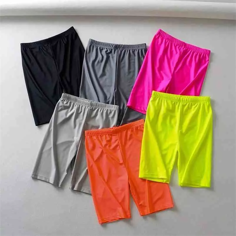 Roze Zwart Reflecterende Shorts Womens Elastische Hoge Taille Zomer Streetwear Sweatpants Jogger Punk Biker 210521