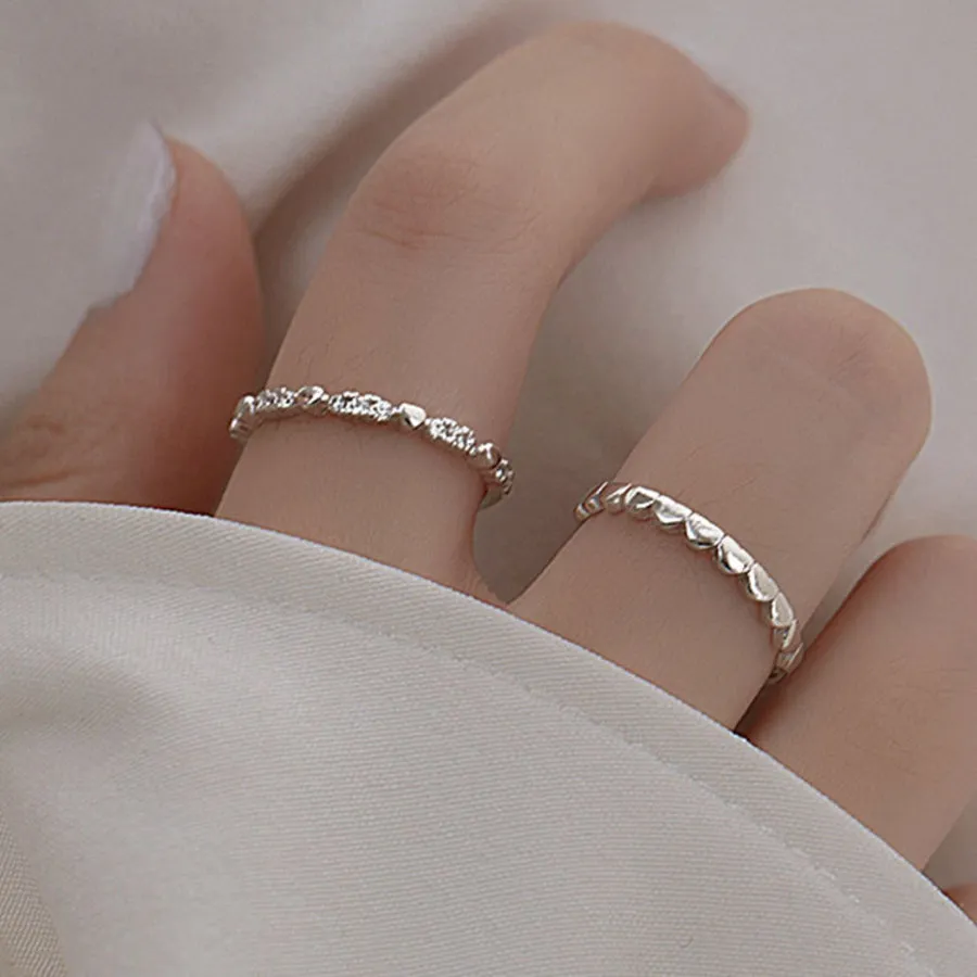 JUFENG S925 Pure Silver Heart Ring Girls Simple Amor Diamond Fashion Fastraile Zircon Decoración de la mano FEG6