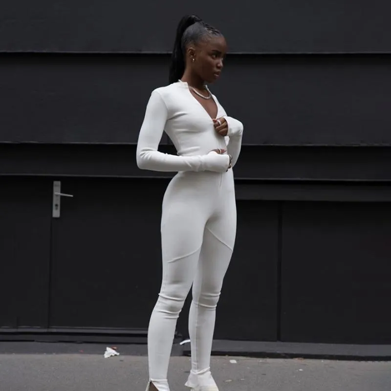 Womens Casual Fitness Tight Romper Jumpsuit With Zipper Long Sleeves And Solid Bodycon For Activewear And Workout From Jiayuliu 16.15 DHgate.Com