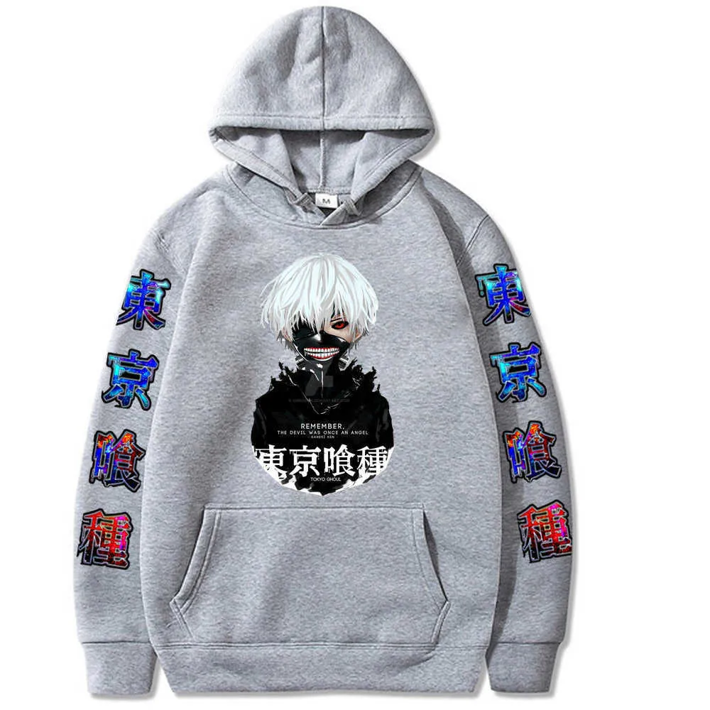 Tokyo Ghoul Hoodie Fashion Pullovers Toppar med fickor Långärmad Vinter Man och Kvinna Y0803 Y0804