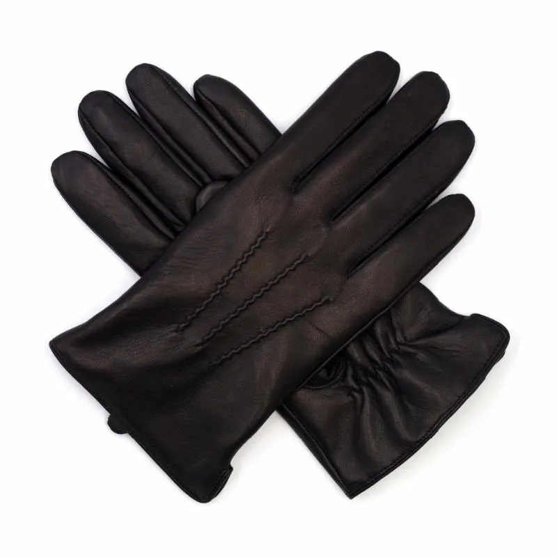 Harssidanzar Mens Genuine Leather Leather Gloves Without Fingertips