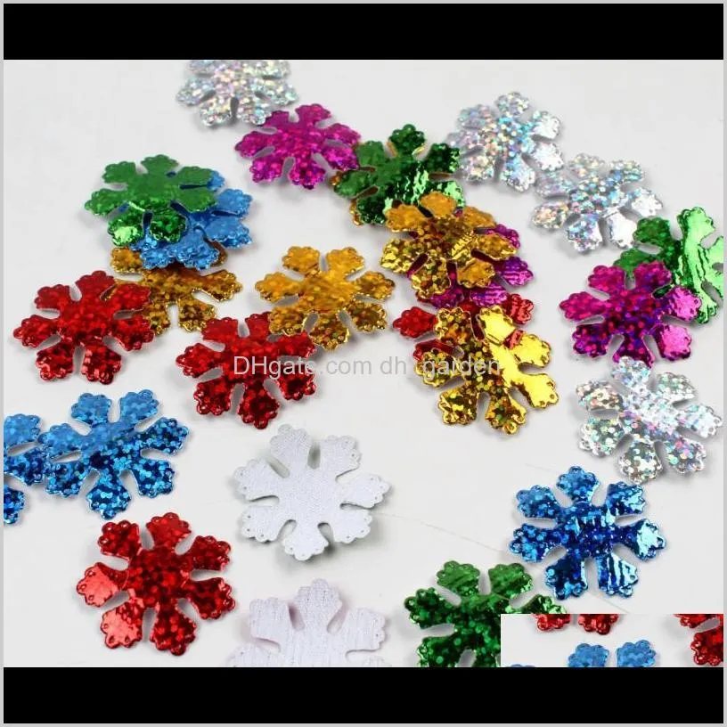 100pcs/pack 30mm christmas snowflake felt padded appliques for headwear hairpin crafts wedding decoration diy accessories wholesale