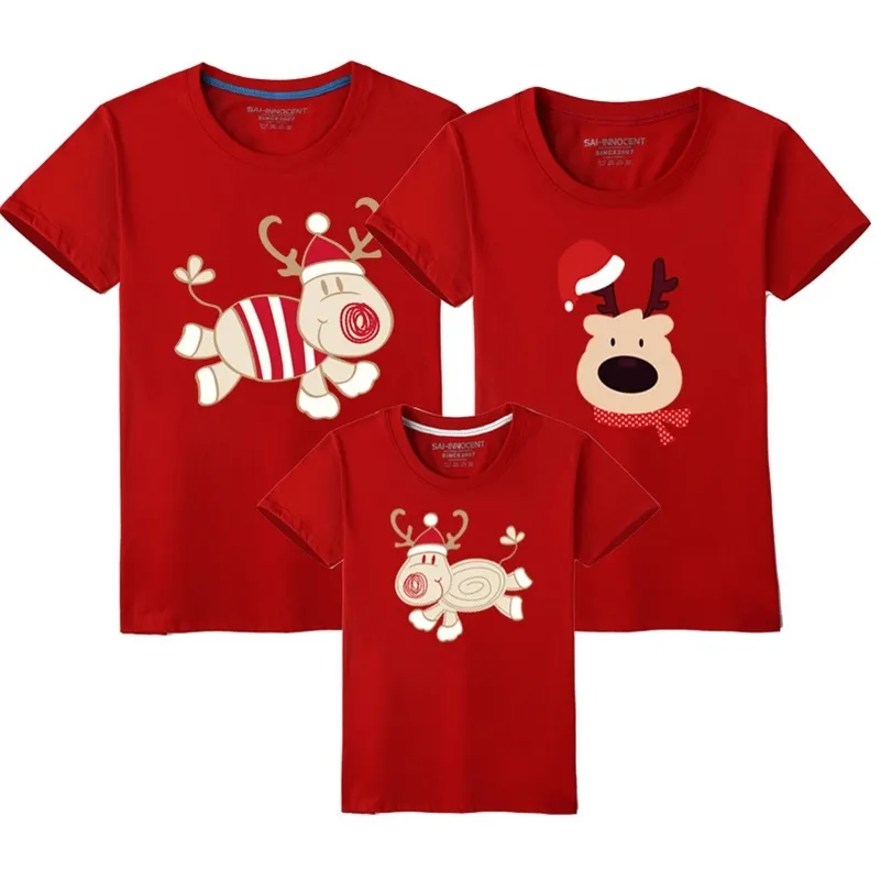 Anno T-Shirt Look Cervo Papà Mamma Bambino Padre Madre Figlia Figlio Abiti natalizi Abiti da abbinare alla famiglia 210417