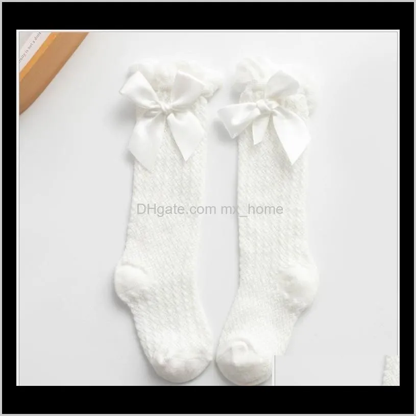 2021 new baby girls socks little girls bow knee high fishnet socks baby toddler bowknot in tube socks kid hollow out sock