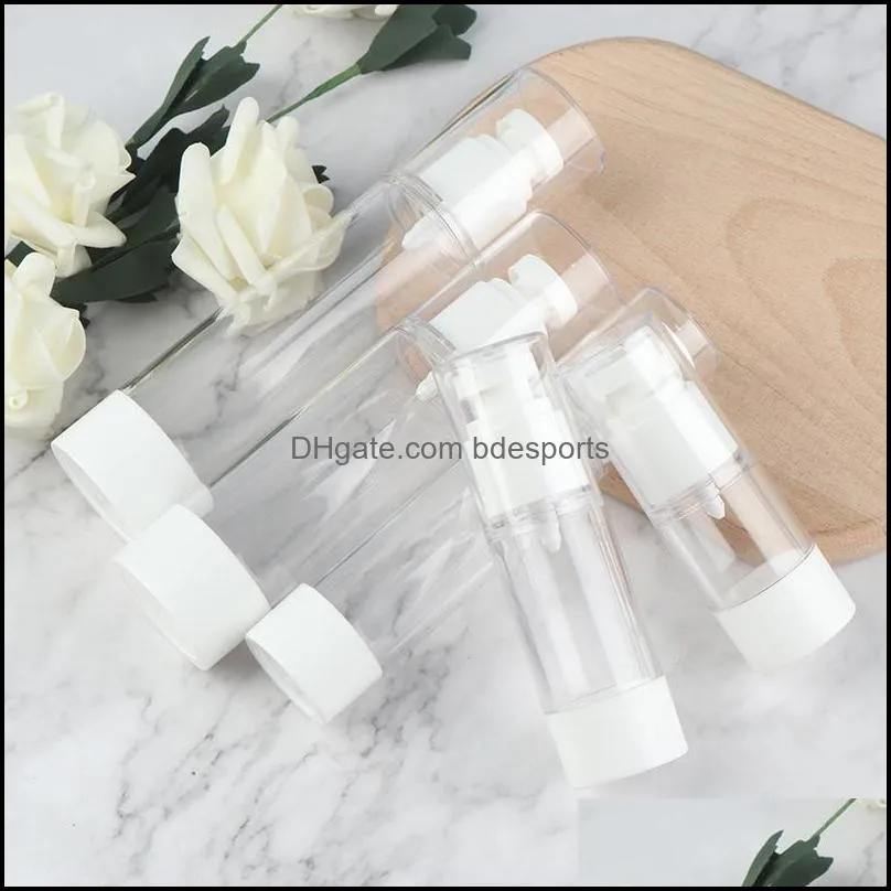 Storage Bottles & Jars 15-100ml Plastic Travel Bottle Refillable Transparent Airless Pump Perfume Vacuum Spray