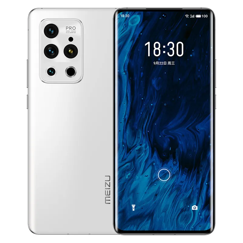 Téléphone portable d'origine Meizu 18S Pro 5G 8 Go de RAM 128 Go de ROM Snapdragon 888+ Octa Core 50.0MP AI NFC IP68 Android 6.7 "2K plein écran incurvé empreinte digitale ID visage téléphone portable intelligent