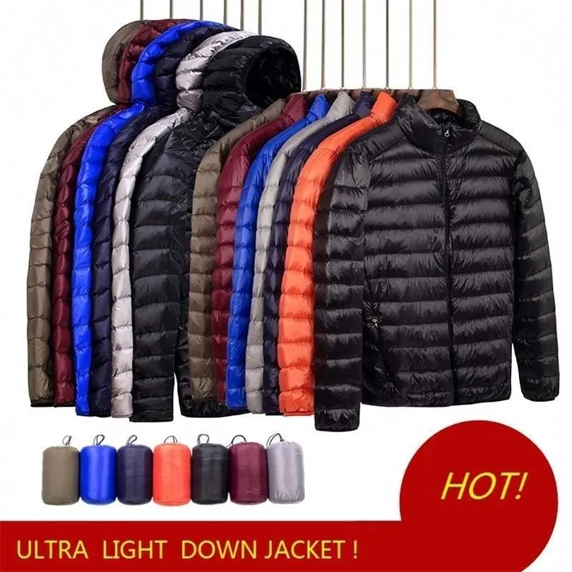 Men Down Jacket Autumn Boys Coat Light Jackets Warm Outerwear S M L XL XXL 3XL 4XL 5XL 6XL 7XL 211214