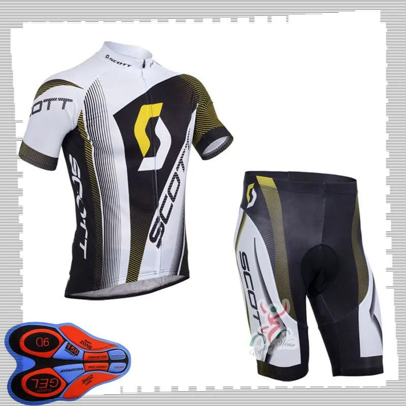 Scott Team Cykling Korta ärmar Jersey (Bib) Shorts Sätter Mens Sommar Andningsbara Väg Cykelkläder MTB Bike Outfits Sport Uniform Y210414232