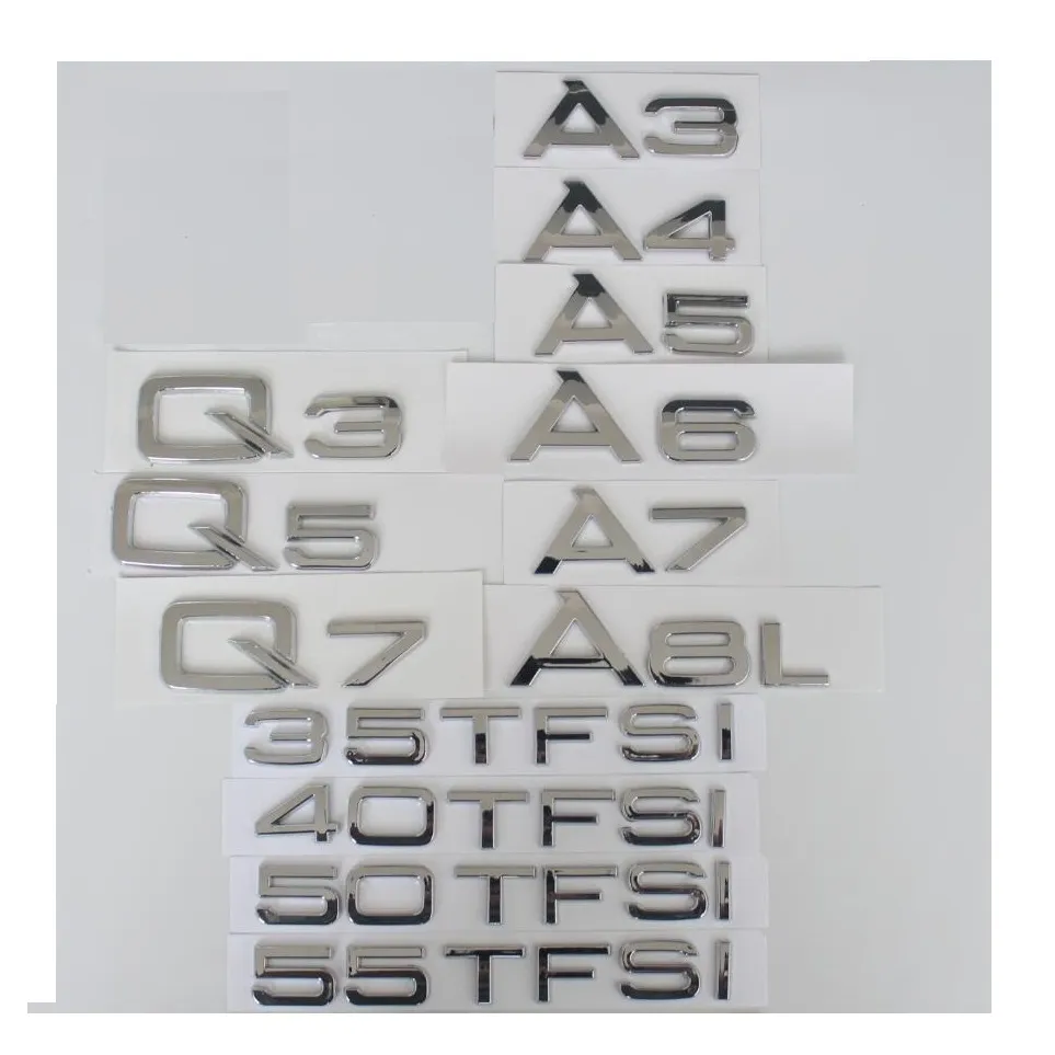 Creme traseiro Trunk Letras Crachá Emblema Emblema Emblemas para Audi A3 A4 A5 A5 A8 A8 A8 A8L Q3 Q5 Q7 35 40 45 50 55 TFSI
