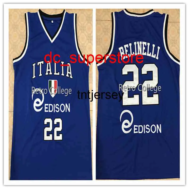 100% cousu # 22 Marco Belinelli ITALIE EUROBASKET Maillot de basket personnalisé avec n'importe quel numéro Nom maillots Hommes Femmes Jeunes XS-6XL