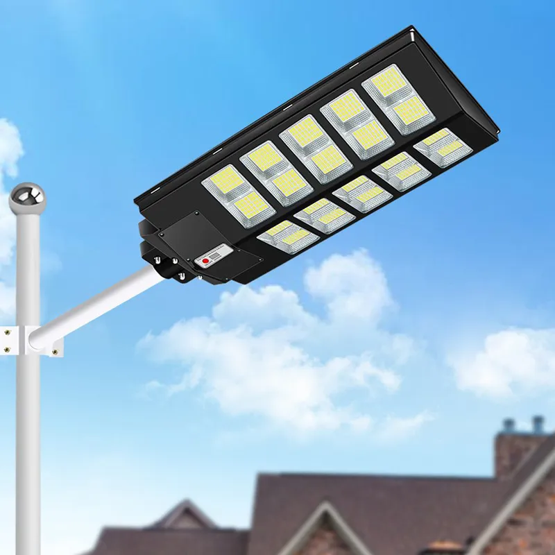 Solar Street Lights Outdoor Light Dusk to Dawn Lámpara 6500K Sensor de movimiento con control remoto Pole Security LED FLIENTAL PARA PATIO, JARDÍN, PATIO