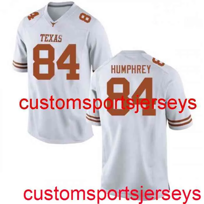 Hombre cosido Mujeres Mujeres 84 Humphrey Texas Longhorns Blanco NCAA Jersey Jersey Personalizado Cualquier Nombre Número XS-5XL 6XL