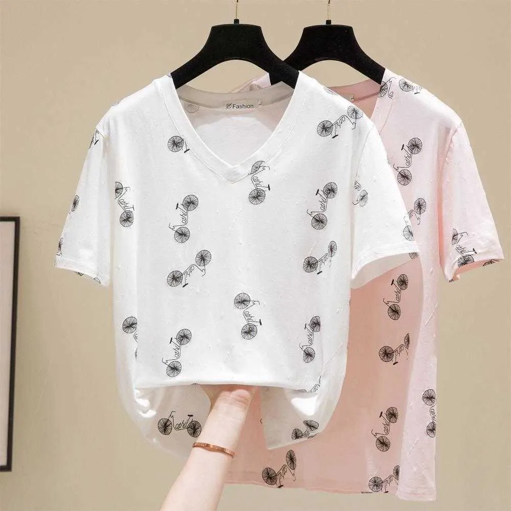 Coréen Ulzzang Chic Graphique Imprimé Old School Style Surdimensionné Tout Match Femmes Tee Tops Vintage Fille Très Cool T-shirts Rose 210604