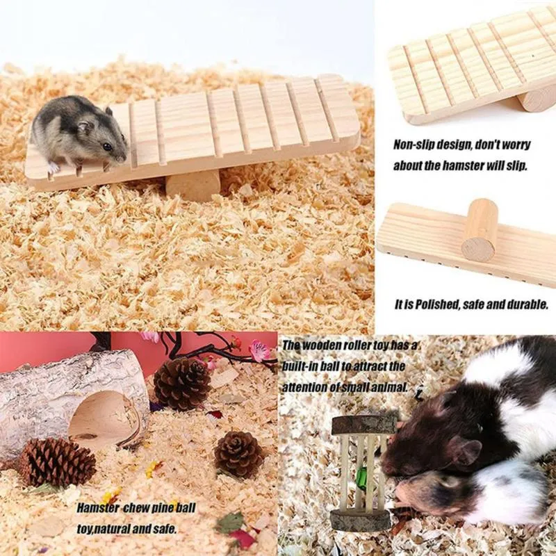 Forniture per piccoli animali 7 pezzi/set Efficace set di giocattoli da masticare per criceti molare multi-pezzo ecologico per animali